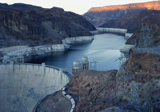 A photo of the Hoover Dam and Lake Mead on the Nevada/Arizona border, taken by Mitch Epstein in 2007. Courtesy of Sikkema Jenkins & Co., New York. 
